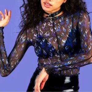 UNIF Desire sheer longsleeve top Medium